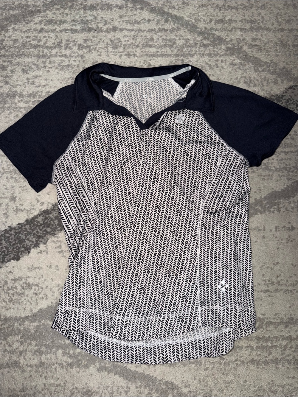 Jofit Black & White Short Sleeve Patterned Polo
